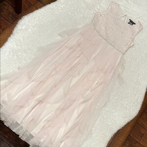 Xtraordinary Sleeveless Lace Cascading Mesh Ballgown